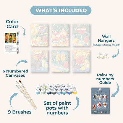 6 Mini Paintings - Festive Cocktails Set