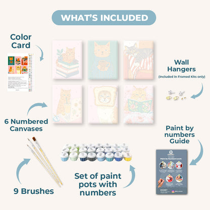 6 Mini Paintings | Tired Cats Set