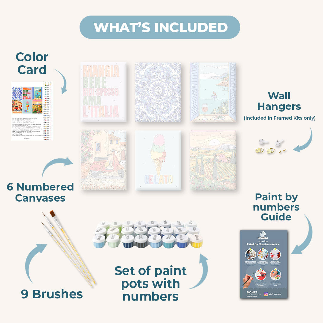 6 Mini Paintings - Italian Lifestyle Set
