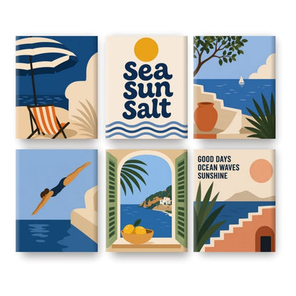 6 Mini Paintings - Sun Sea & Salt Set