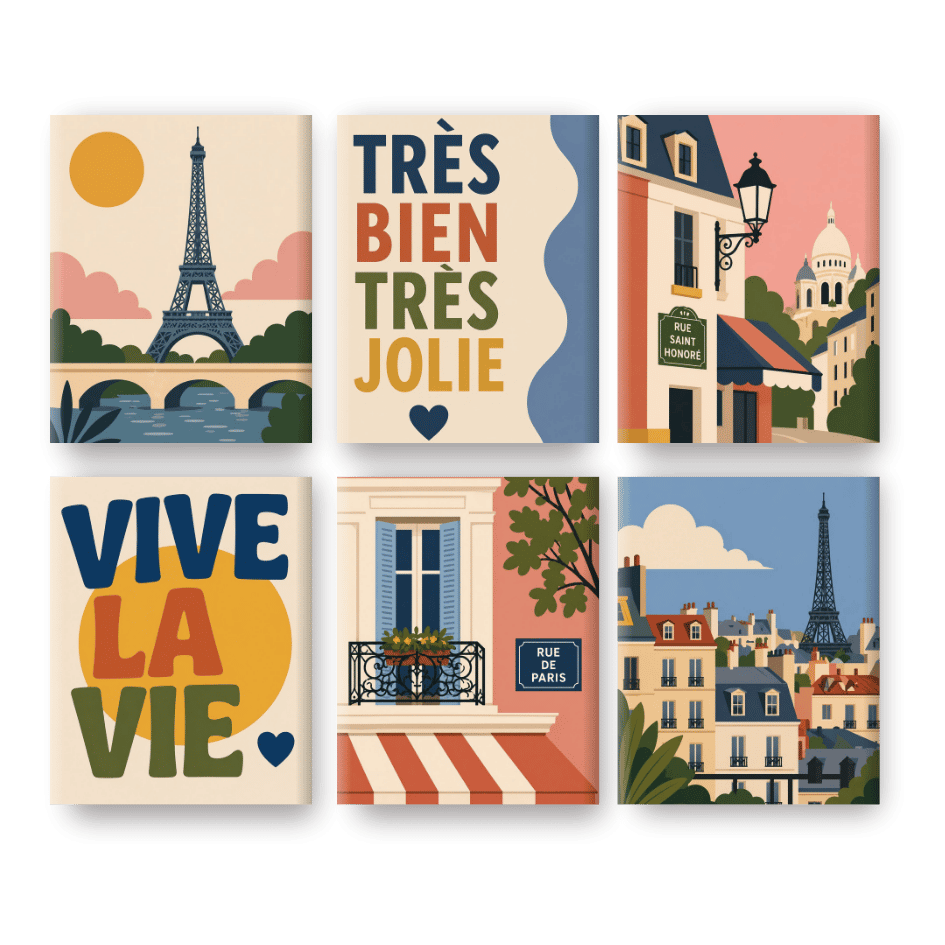 6 Mini Paintings - Beautiful Paris Set
