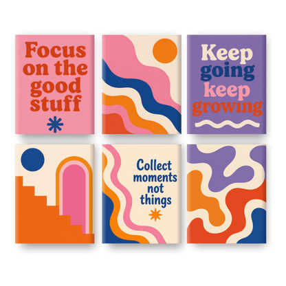 6 Mini Paintings - Groovy Good Vibes Set