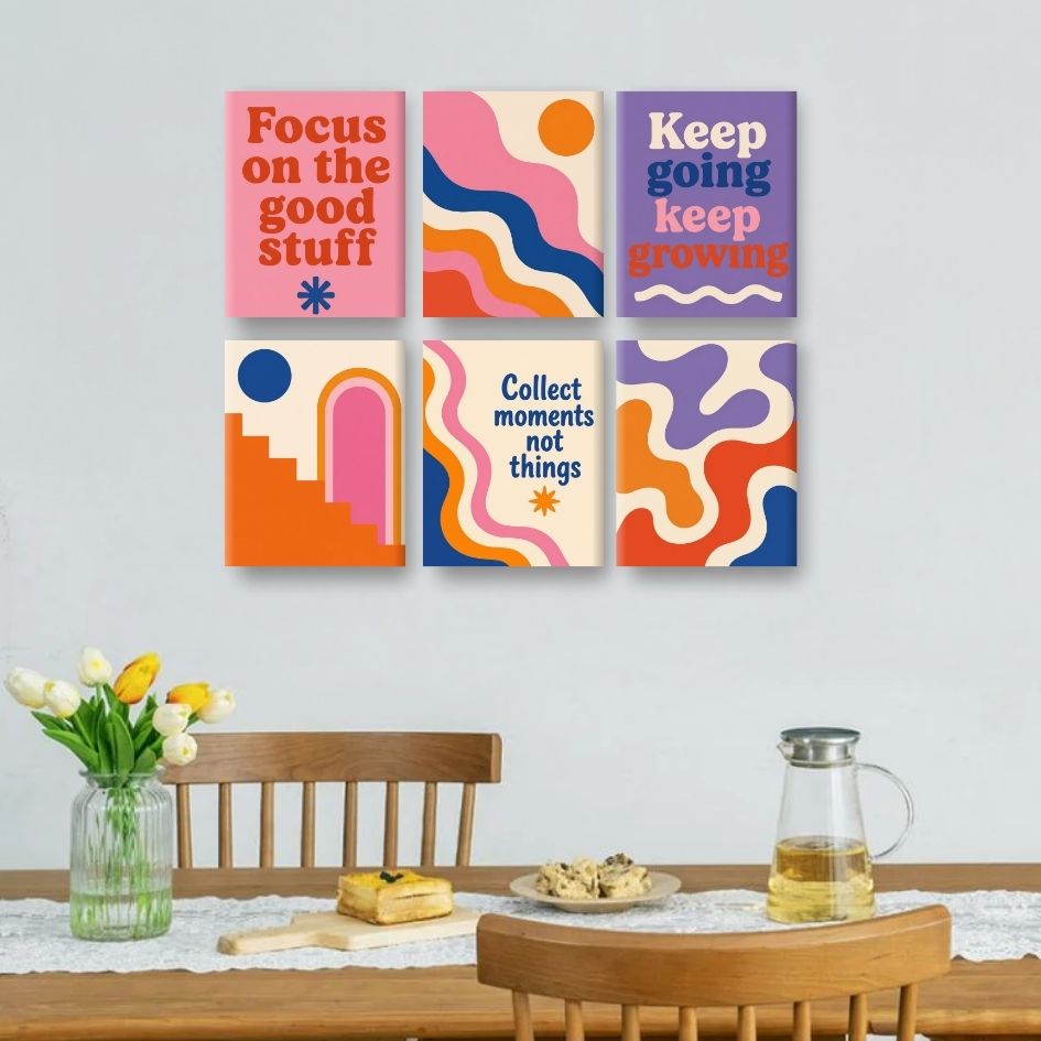 6 Mini Paintings - Groovy Good Vibes Set