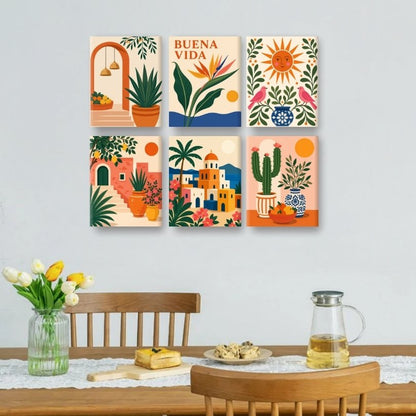 6 Mini Paintings - Mediterranean Sunshine Set