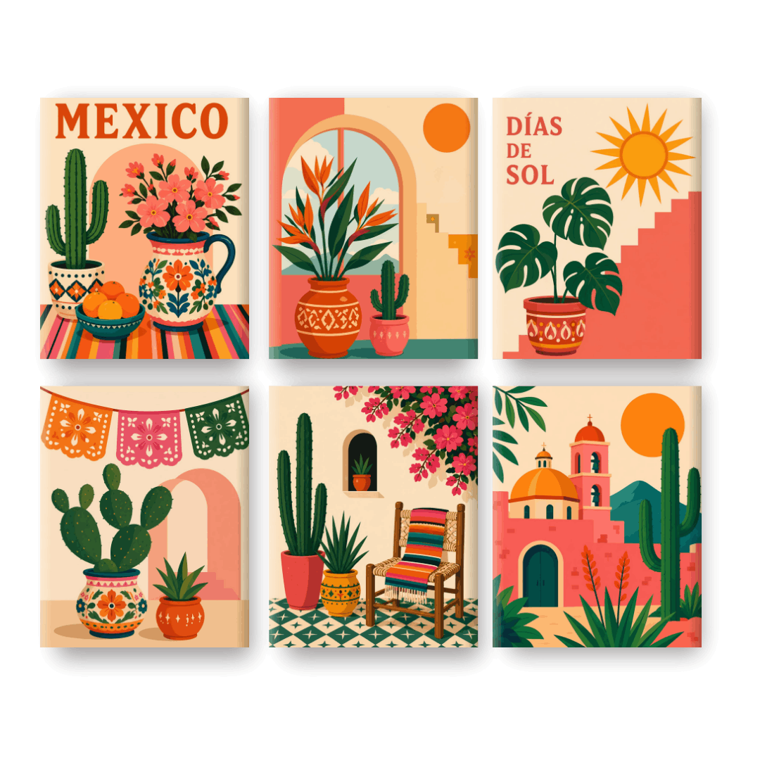 6 Mini Paintings - Días de Sol Set