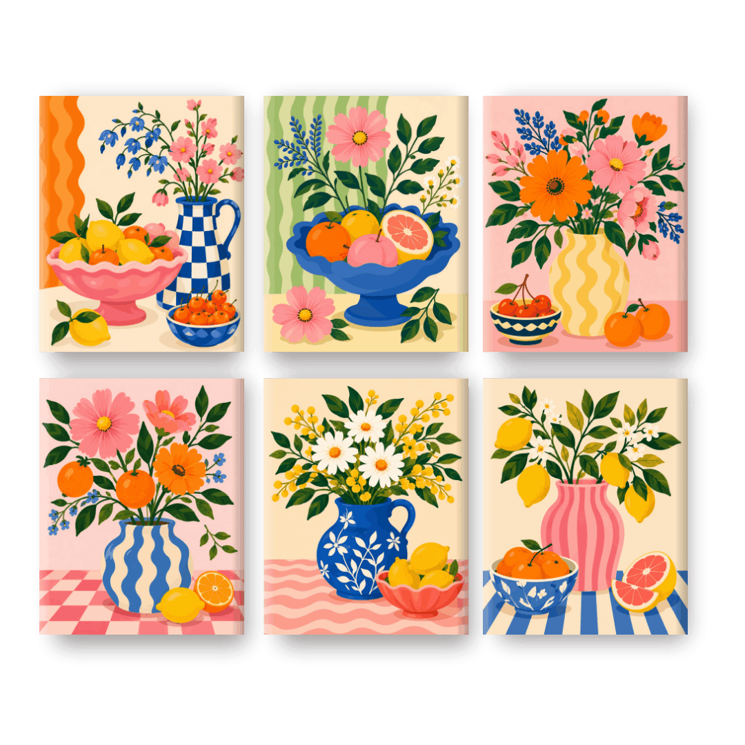 6 Mini Paintings - Citrus Blossom Set
