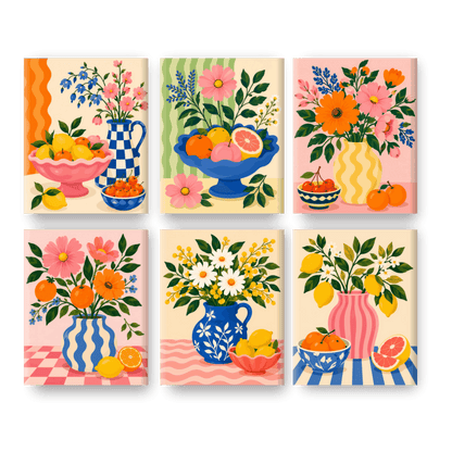 6 Mini Paintings - Citrus Blossom Set