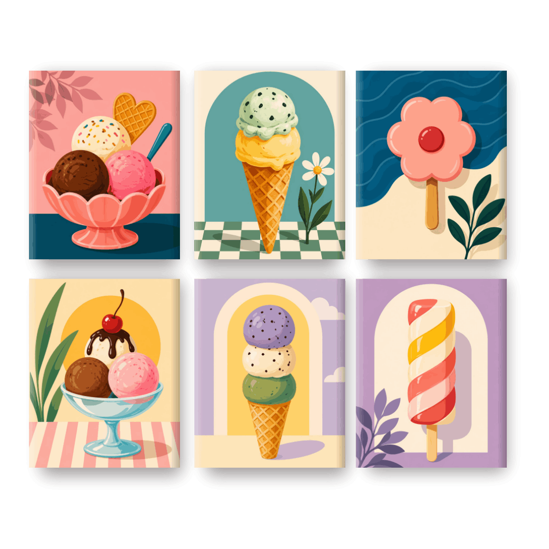 6 Mini Paintings - Ice Pop Dreams Set