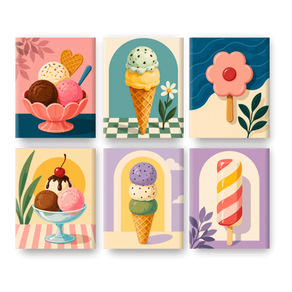 6 Mini Paintings - Ice Pop Dreams Set