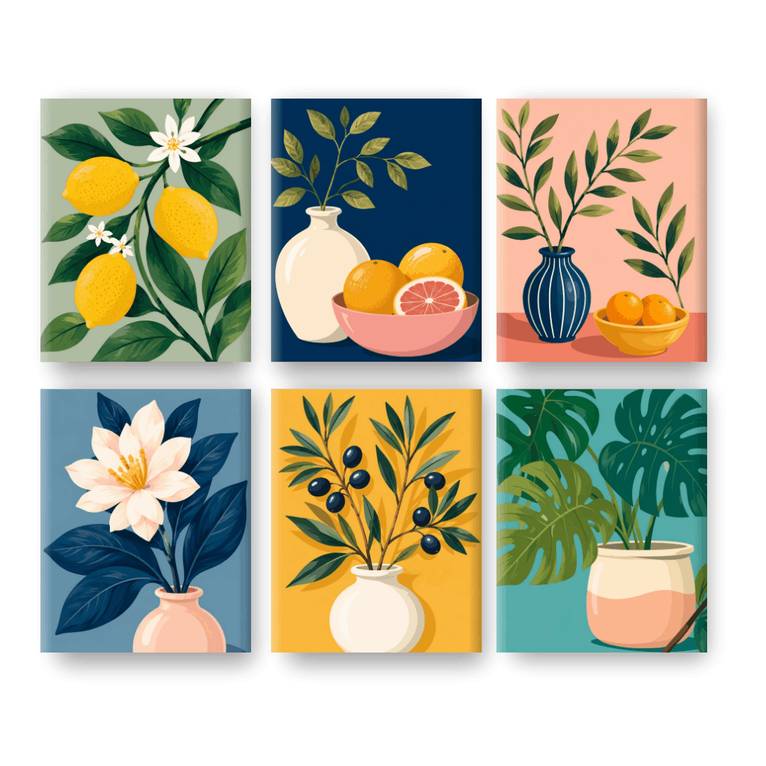 6 Mini Paintings - Olive Branch Set