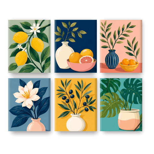 6 Mini Paintings - Olive Branch Set