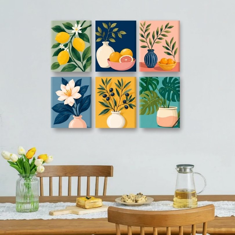6 Mini Paintings - Olive Branch Set