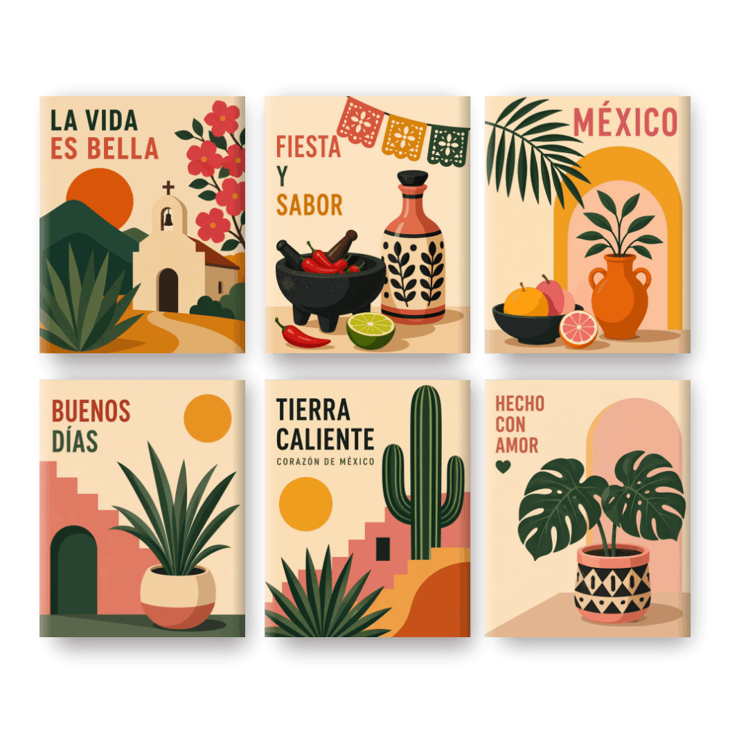 6 Mini Paintings - Tierra Caliente Set