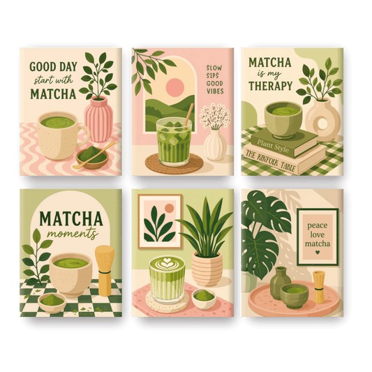 6 Mini Paintings - Matcha Therapy Set
