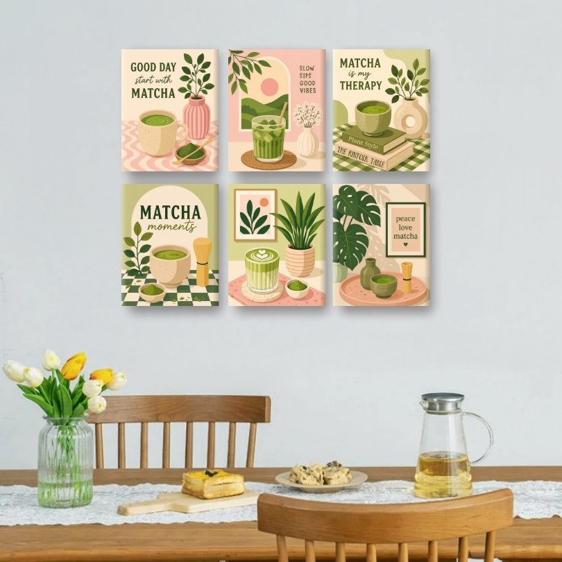 6 Mini Paintings - Matcha Therapy Set