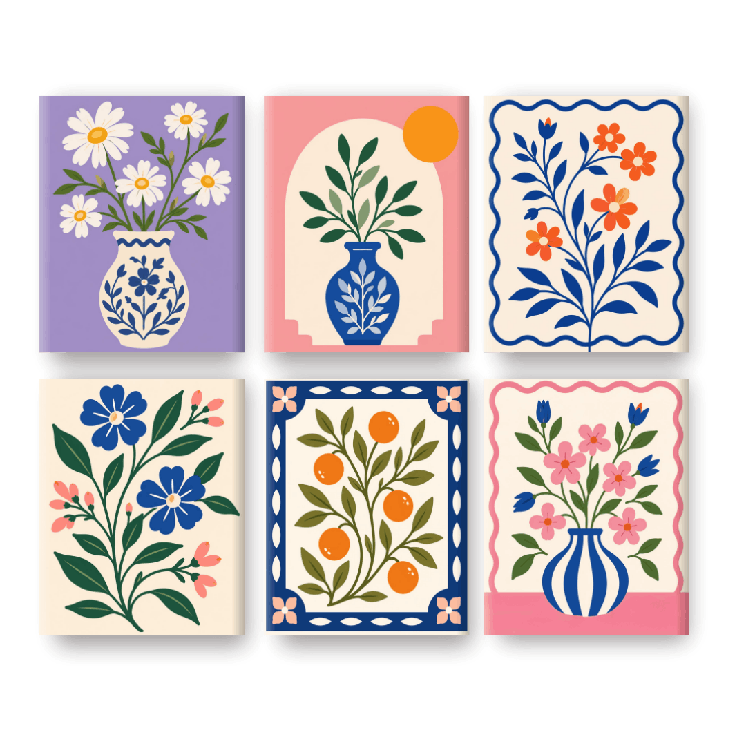 6 Mini Paintings - White Daisy Set