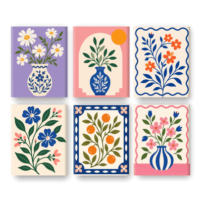 6 Mini Paintings - White Daisy Set