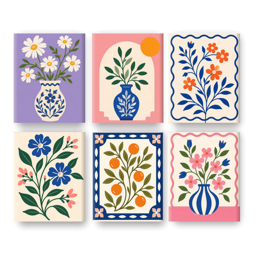 6 Mini Paintings - White Daisy Set