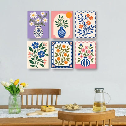 6 Mini Paintings - White Daisy Set