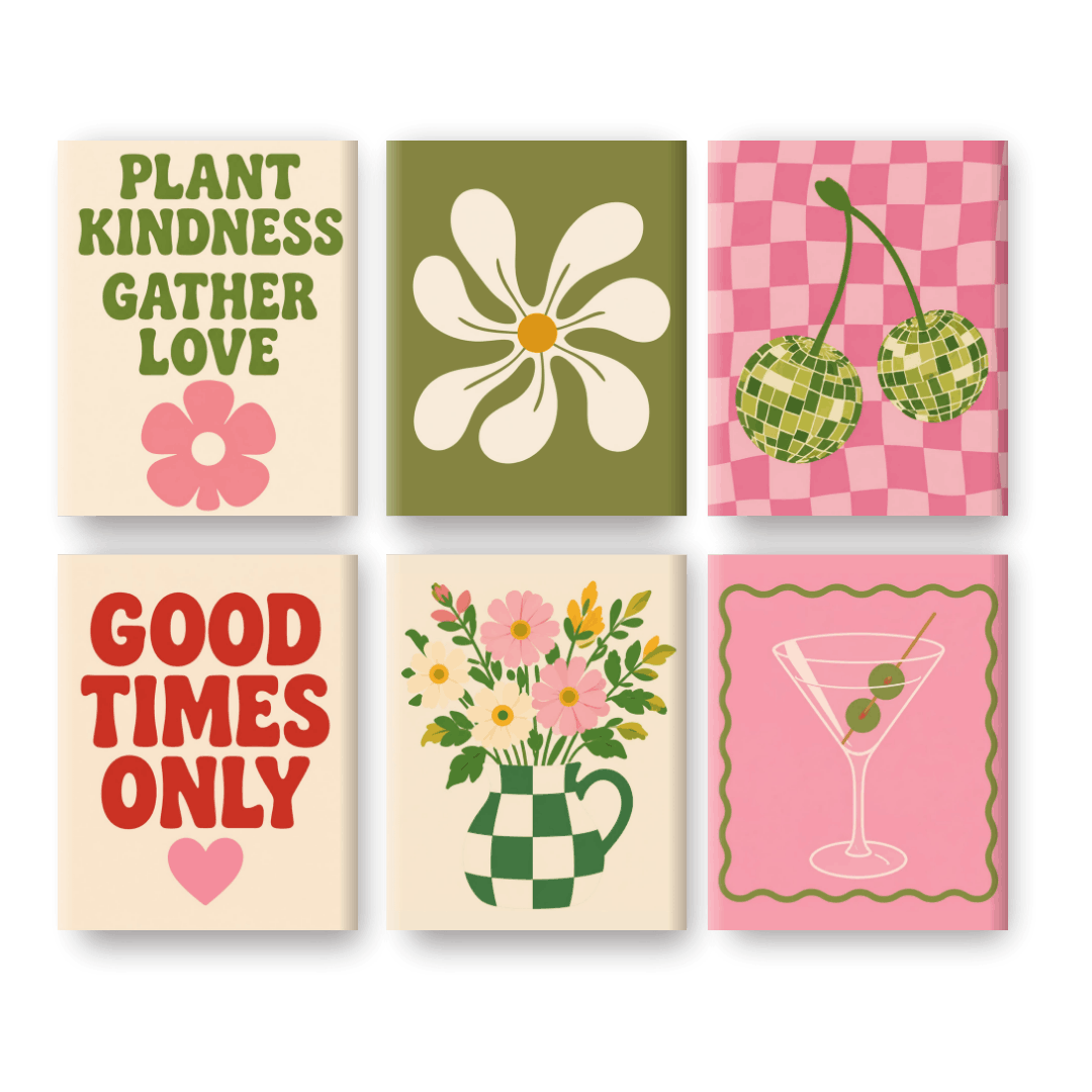 6 Mini Paintings - Fresh Bouquet Set