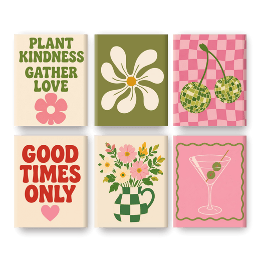 6 Mini Paintings - Fresh Bouquet Set