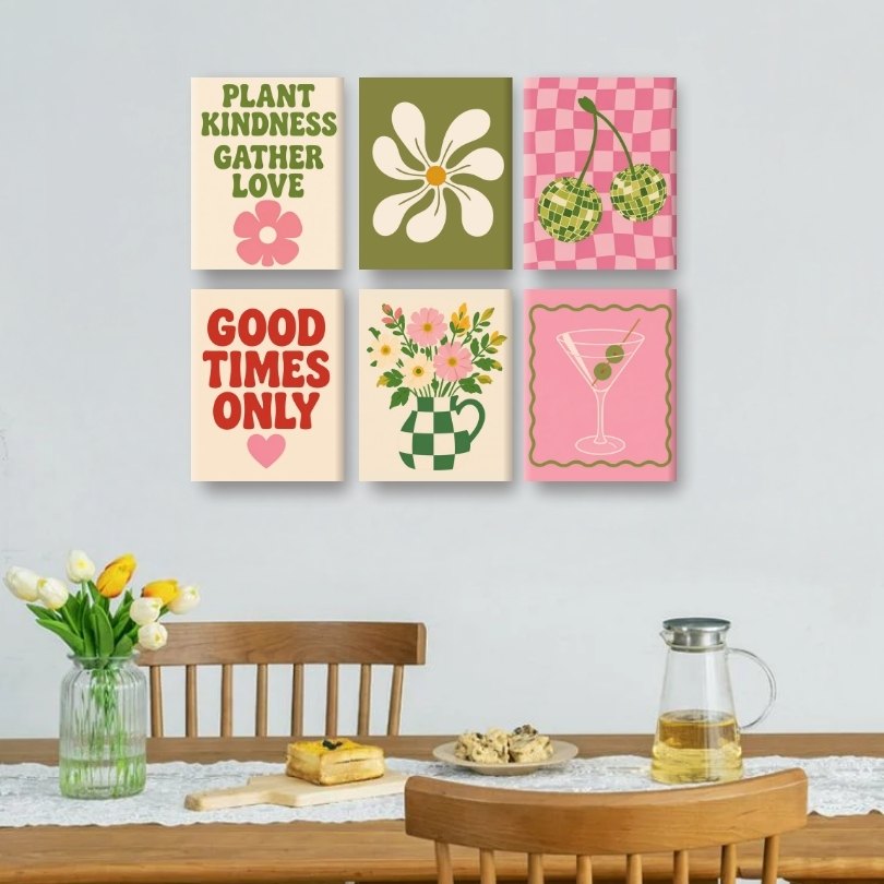 6 Mini Paintings - Fresh Bouquet Set