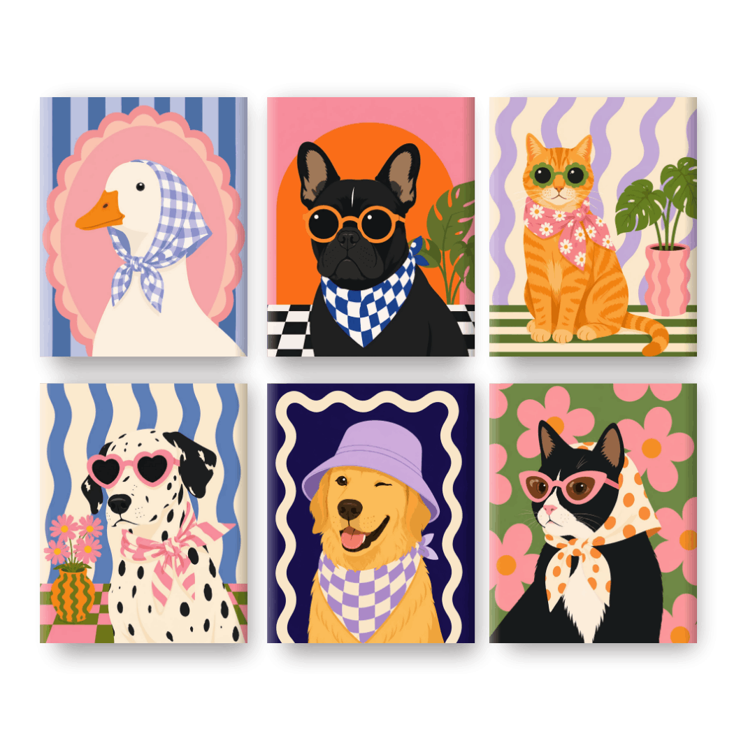 6 Mini Paintings - Fancy Dalmatian Set