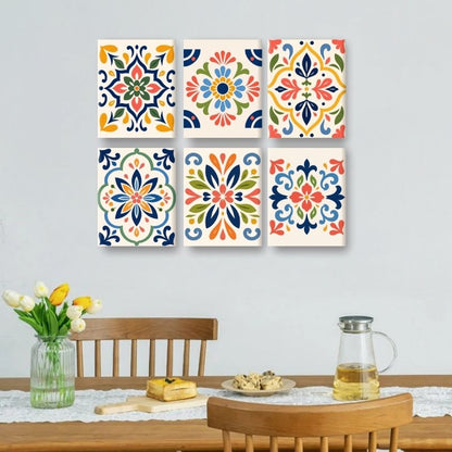 6 Mini Paintings - Moroccan Tiles Set