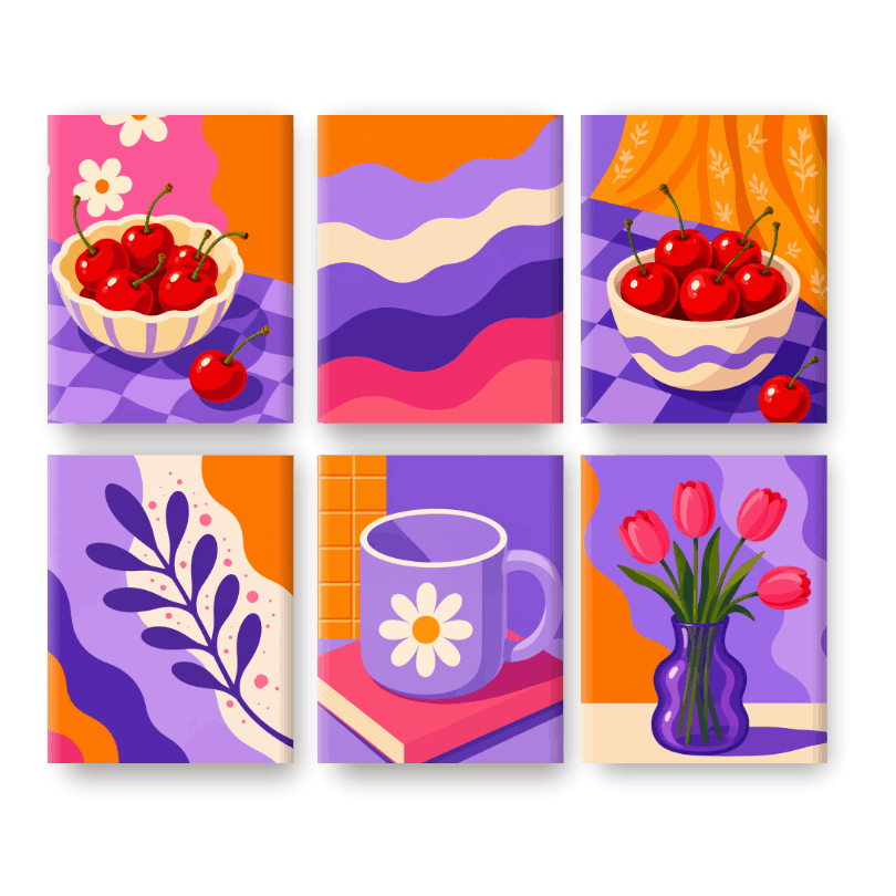 6 Mini Paintings - Sweet Cherry Set