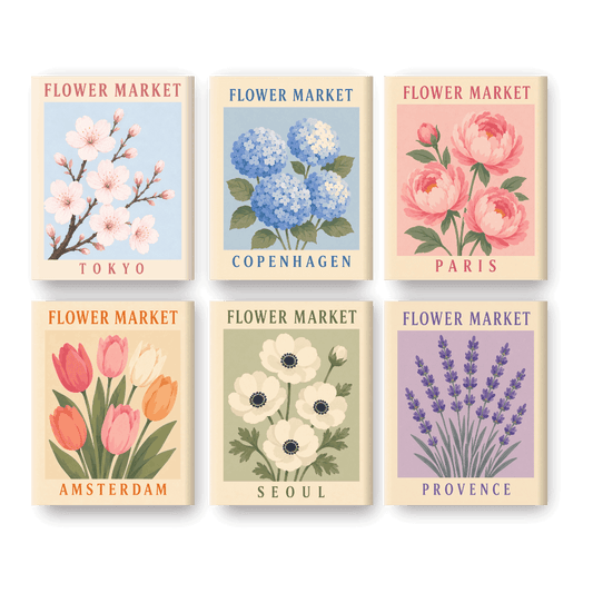 6 Mini Paintings - Beautiful Flower Market Set