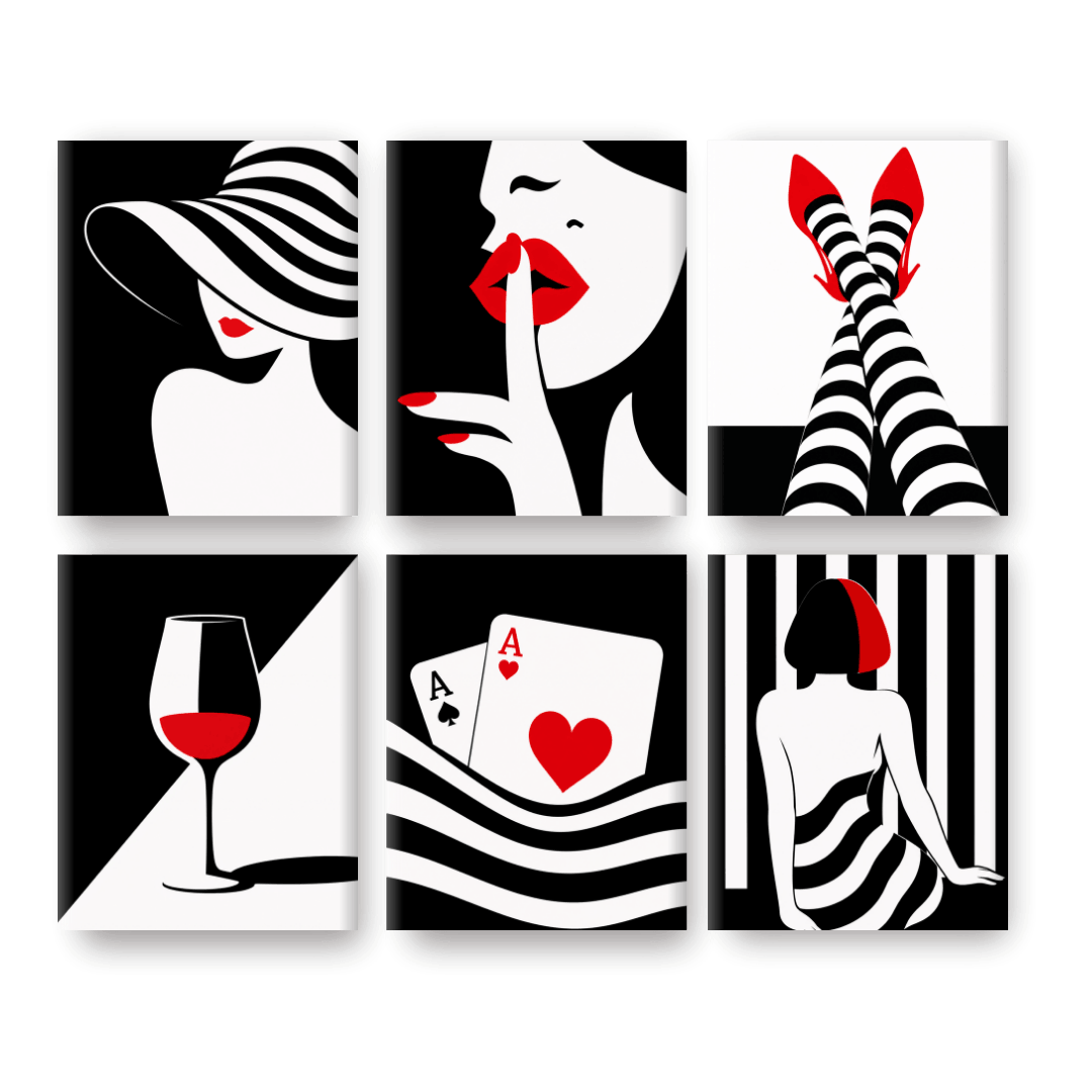 6 Mini Paintings - Chic & Bold Set