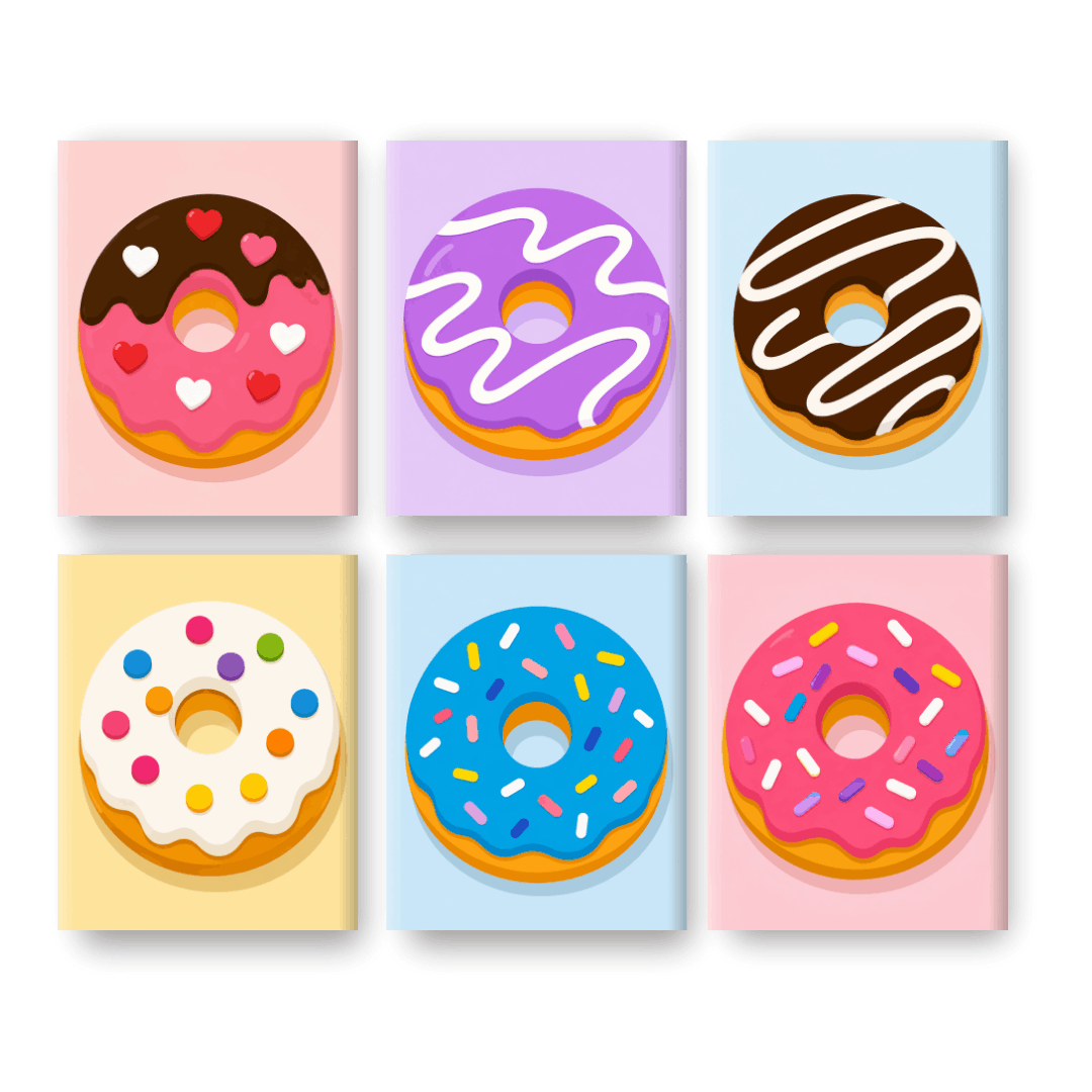 6 Mini Paintings - Donut Party Set