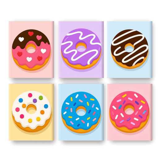 6 Mini Paintings - Donut Party Set