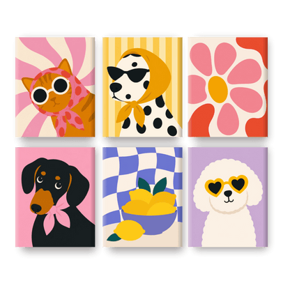 6 Mini Paintings - Groovy Pets Set