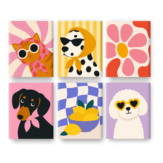 6 Mini Paintings - Groovy Pets Set