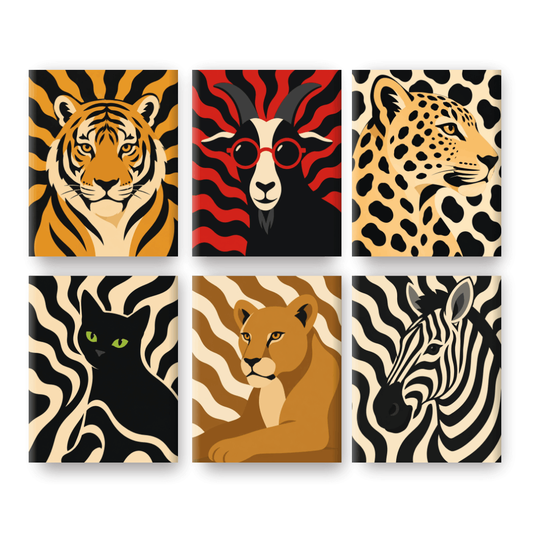 6 Mini Paintings - Patterns Zoo Set