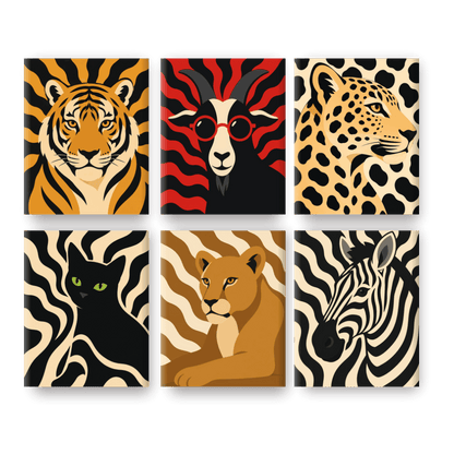 6 Mini Paintings - Patterns Zoo Set