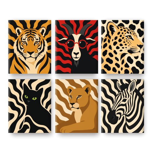 6 Mini Paintings - Patterns Zoo Set