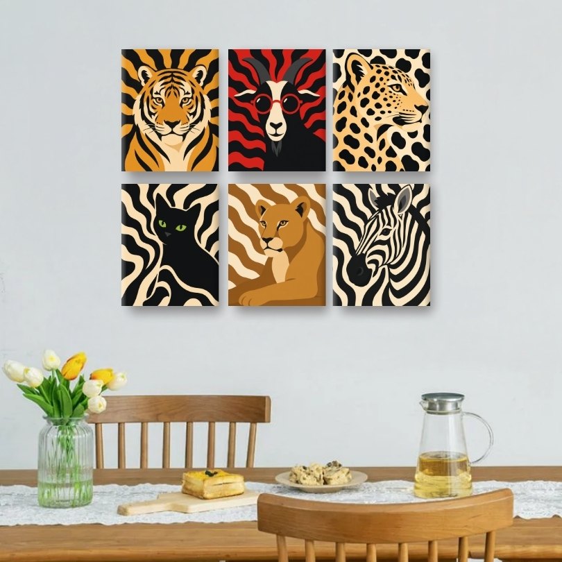 6 Mini Paintings - Patterns Zoo Set
