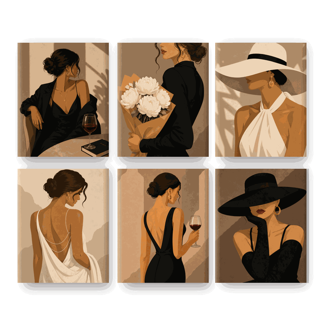 6 Mini Paintings - Paris Nights Set