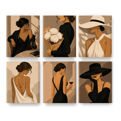 6 Mini Paintings - Paris Nights Set