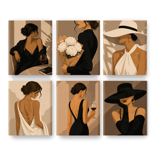 6 Mini Paintings - Paris Nights Set