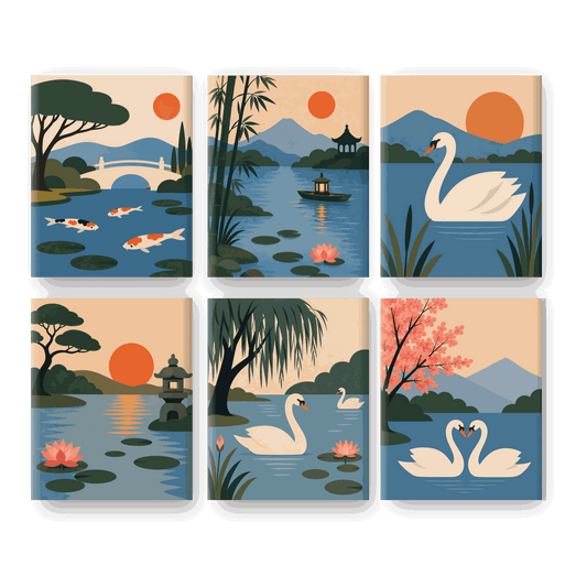 6 Mini Paintings - Koi Garden Set