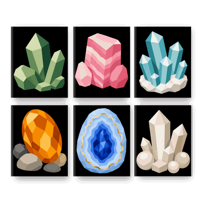 6 Mini Paintings - Crystals Set