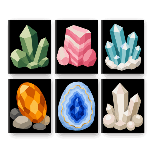 6 Mini Paintings - Crystals Set