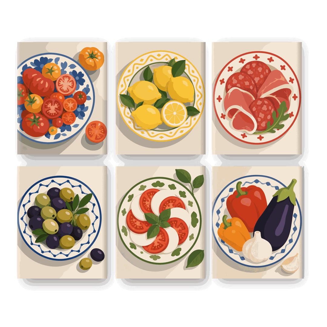 6 Mini Paintings - Summer Plates Set