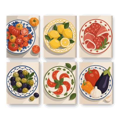 6 Mini Paintings - Summer Plates Set