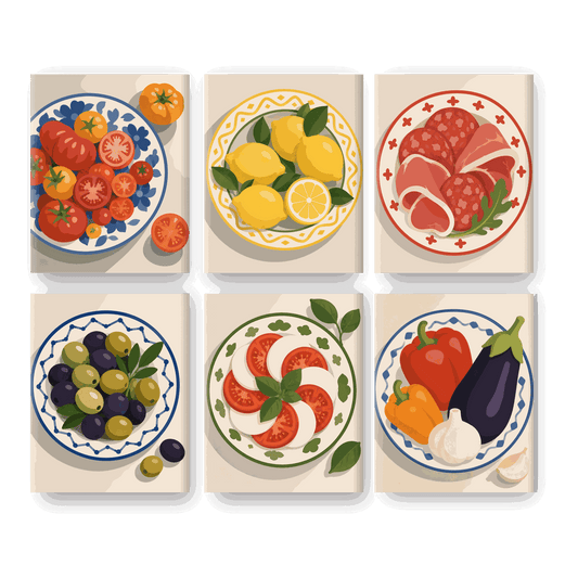 6 Mini Paintings - Summer Plates Set