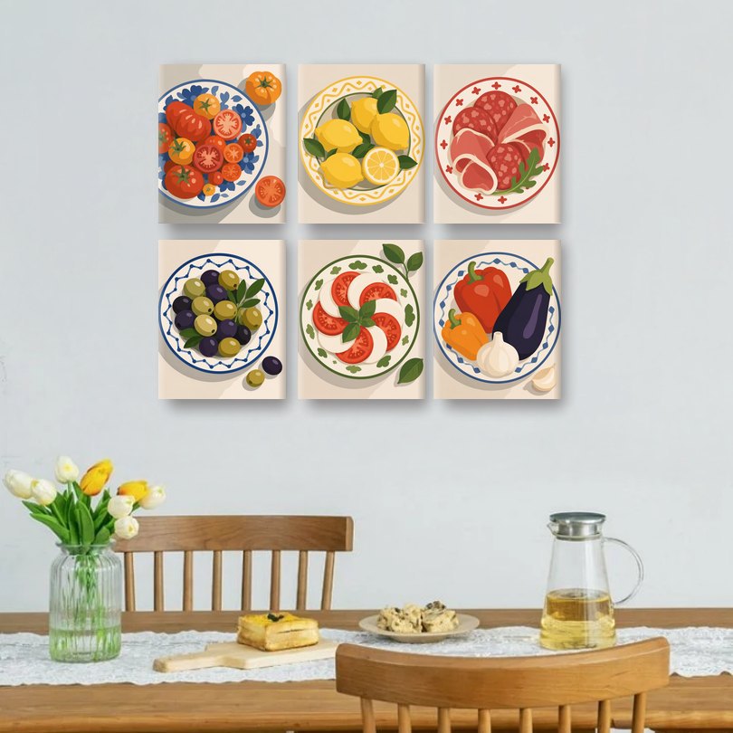 6 Mini Paintings - Summer Plates Set