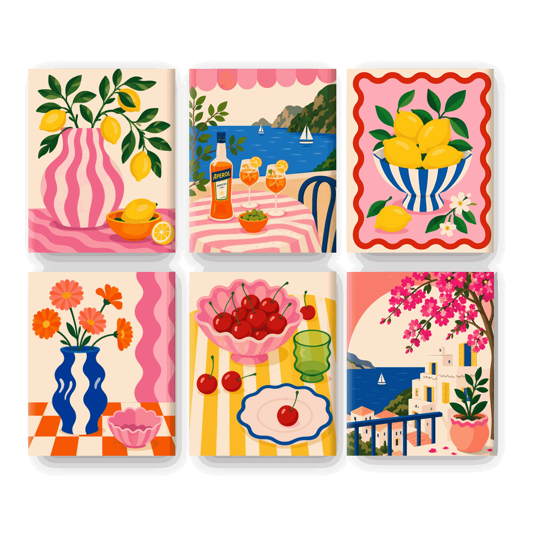 6 Mini Paintings - Lemon Tree Set